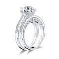 wholesale S925 Sterling Silver, Free Shipping [Clearance Ring] Women's Double-Layer Stackable Moissanite-Inspired Ring with a Luxurious High-End Feel-0-3