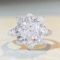 wholesale S925 Sterling Silver Ring for Women with High Carbon Diamonds, Sunflower Flower HW Diamond Ring TikTok Live Stream Supply-0-3