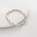 wholesale 925 Sterling Silver Baroque Freshwater Pearl and Silver Bead Elastic Bracelet in Vintage Sweet Style S5492-0-3