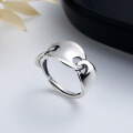 wholesale S925 Sterling Silver Hollow-Out Polished Pig Nose Ring Ins Japanese Korean Fashion Punk Design Index Finger Ring for Women-0-0