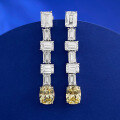 wholesale S925 Silver New Style Fashion European and American 8*10mm High Carbon Diamond Yellow Diamond Trapezoid Cut Earrings for Women-0-5