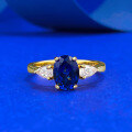 wholesale S925 Sterling Silver Simulated Sapphire 6*8mm Oval Blue Corundum Fashion Versatile Ring-0-5