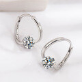 Sterling Silver New S925 Shiny Diamond Stud Earrings for Women-0-0