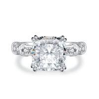 wholesale S925 silver high-carbon zirconia cross 10*10 ring simple fashion ins style ice flower zircon ring-R1311 White Diamond>No. 8