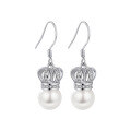 wholesale S925 Sterling Silver Niche Design-inspired Crown Earrings for Women, Pearl Ear Drops, INS Cross-border New Accessories, TEMU Dropshipping-0-4