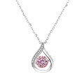 925 Silver Cross-Border Moissanite Necklace, 1 Carat Jumping Heart Pendant with Colorful Moving Waterdrop Moissanite-0-10