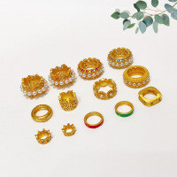 wholesale Metal S925 gold-plated enamel running ring accessory with pearl for DIY bracelet and necklace string decoration, semi-finished spacer bead-Crown Model 2