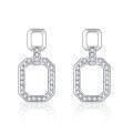 wholesale Platinum 18K Gold Geometric Square Buckle Earrings Set with Lab-Grown Diamonds, Sophisticated Fine Jewelry Diamond Stud Earrings-0-0