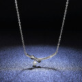 Sterling Silver 01ct Moissanite Bow Pendant Necklace-0-2
