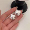 wholesale S925 Sterling Silver Unique Geometric Square Stud Earrings Korean High-end Minimalist Style Earrings-0-1