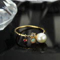 wholesale 925 Sterling Silver New Women's Jewelry Red Ruby Ring, Japanese Retro Opal Pearl Ring Wholesale-0-1