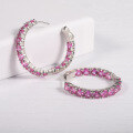 wholesale 925 Sterling Silver Plated with 18K Gold Round Earrings European and American Style Zircon Cultured Ruby Hoop Earrings Fashionable and Unique Gemstone Ear Jewelry-0-2