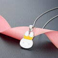 wholesale 925 Sterling Silver Animal Enamel Pendant Necklace for Women, Cartoon Cute Bunny Collarbone Chain-0-1