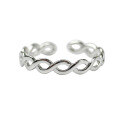 wholesale S925 Sterling Silver Minimalist Interwoven Twist Open Ring with Braided Pattern-0-4