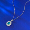 wholesale S925 Silver New Simulation Paraiba Green Zircon 7*9 Necklace Women's Pendant-0-3