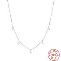 wholesale S925 Sterling Silver water droplet layered daily wear women's choker necklace, Korean minimalist style, delicate and luxurious-Platinum 925 silver