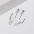 wholesale S925 Sterling Silver Japanese and Korean Minimalist Designer Elegant Pearl Ear Studs for Women, Ins Style Ear Piercing Cross-Border New Product-0-3