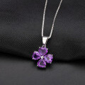 wholesale 925 Silver Natural Amethyst Heart Four-Leaf Clover Pendant Topaz Gemstone Necklace with Unique Design-0-3