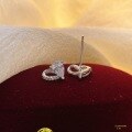 wholesale S925 Sterling Silver Fashion Semi-Sweet Creamy Sweetheart Zircon Heart Stud Earrings for Girls, Minimalist Ear Accessories-0-2