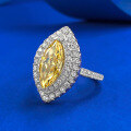 wholesale 925 Silver New Style 6*13mm Marquise Yellow Diamond Ring for Women with Luxurious-Style Setting-0-1