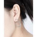 wholesale S925 Sterling Silver Minimalist Ins Dual-loop Hollow Diamond Inlaid Stud Earrings for Women-0-3