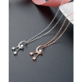 wholesale S925 Sterling Silver Rose Gold Plated Diamond-Embedded Star and Zircon Moon Pendant Necklace, Korean Style Sweet Trendy Chain Set-0-1
