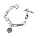 wholesale S925 Sterling Silver YH010 Korean Style Personality Silver Chain Link INS Retro Distressed Rudder Chain Bracelet for Women-0-4