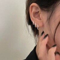 wholesale S925 Sterling Silver Diamond-Inlaid Wave-Shaped Ear Clasp Korean Fashion Ins Style Ear Cartilage Earring Jewelry M05417-9MM 925 Silver Earrings