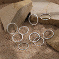 wholesale S990 Sterling Silver Minimalist Smooth Plain Circle Ring for Women, Small and Unique with an Ins High-End Sandblasted Finish-0-1