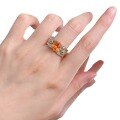 wholesale Metal material first, Moojing Jewelry New European and American Italian Craftsmanship Court Vintage 7*9mm Fanta Orange Ring for Socialites Style-0-4