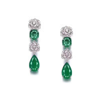 wholesale Gold Plated 925 Silver Emerald Green High Carbon Diamond Bójiā Rose Waterdrop Luxury Jewelry Earrings for Women-Muzo Green 925 Silver