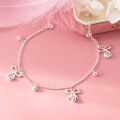 wholesale 990 sterling silver fresh sweet ins style niche high-end delicate bow bead anklet S7983-0-3