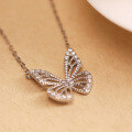 wholesale S925 Sterling Silver Micro-Paved Zircon Butterfly Necklace, Fashionable Minimalist French-Inspired Niche Design Ins Style Collarbone Chain-0-1