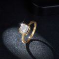 wholesale 18k Gold Plated S925 Silver New Ins Style 7mm Tower Cut Moissanite Bezel Set Square Ring for Women-0-3