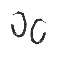 wholesale S925 Sterling Silver 783 Small Batch High-End Textured Geometric Irregular Hoop Earrings for Women-Black [with sterling silver ear plugs] &gt; 925 silver