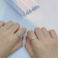 wholesale S925 silver pair of Twin Love Knot couple rings, unique design with adjustable opening, perfect as a birthday gift for boyfriend or girlfriend-0-2