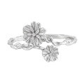wholesale S925 sterling silver BG diamond-embedded floral bracelet for women, minimalist style, niche, ins-inspired, high-end, chic small fragrance-inspired silver bangle-0-4