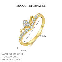 wholesale S925 Sterling Silver French-style Floral Ring For Women, Simple And Versatile Wholesale-K2067-Gold 7