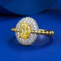 wholesale S925 Gold-Plated High-Carbon Diamond 5*7 Wealth Yellow Diamond Ice-Cut S925 Silver Ring-0-1