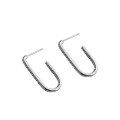 wholesale S925 Sterling Silver Korean Version Student Earrings Ins Simple and Versatile Geometric U-Shaped Micro-Paved Zirconia Ear Piercing for Women-0-4