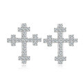 Sterling Silver Full-Diamond Moissanite Cross Earrings, Women's-0-3