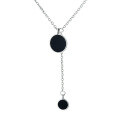 wholesale S925 Sterling Silver Korean Dongdaemun Minimalist Resin Black Round Pendant Tassel Choker Necklace-0-4