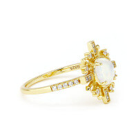 wholesale S925 Sterling Silver Opal and White Zircon Sunflower Ring for Women, Luxe Japanese-style High-end Sunburst Jewelry-Radiant Ring Mido 5