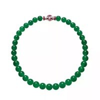 wholesale 925 Silver Gold-Plated Chain Necklace with Diamond Card, Barbara Hutton Natural Green Agate Beaded Pendant for Women-Natural Chalcedony 50cm 925 Silver