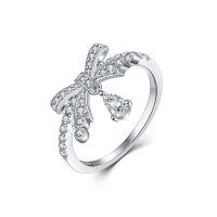 wholesale S925 Sterling Silver Bow Ring Design Sense Designer Same Style Cross-Border Best-Seller Fashion Wedding Ring-Platinum US size 9#