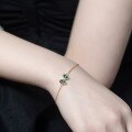 wholesale S925 Sterling Silver New Original Design Geometric Bow Bracelet Retro Malachite Bracelet for Wholesale-0-1