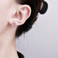Sterling Silver Firework Tassel Earrings with Zirconia-0-2