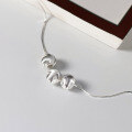wholesale S925 Sterling Silver Exquisitely Simple Ins-style Designed Three Cat's Eye Beads Serpentine Chain Necklace Y01728-0-4