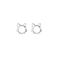 wholesale S925 silver cute hollow-out cat ear short stud earrings summer Korean style women sweet ear accessories G9806-0-4