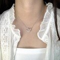 wholesale S925 Sterling Silver Maker Double Swan Heart Pendant Hollow-Out Full Diamond Fashion Heart Necklace Women's Collarbone Chain High-End-0-1